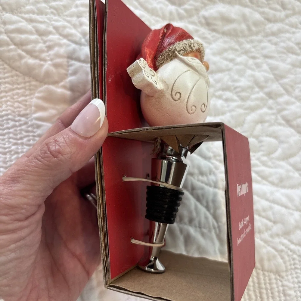 Pier 1 Imports Santa Clause Bottle Stopper‎ New Sealed Orig Box Christmas Gift